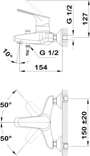 Смеситель для ванны Teka Alcudia 461216200
