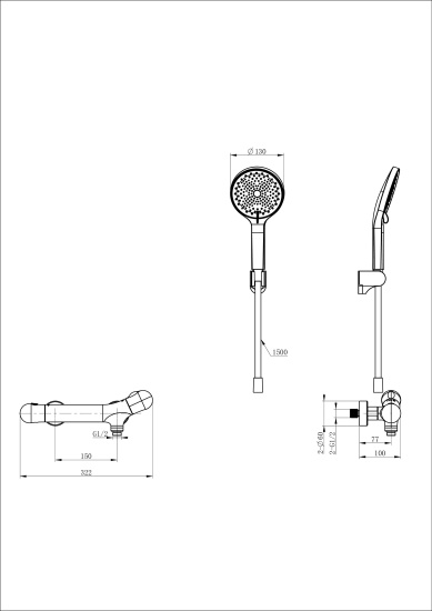 Смеситель для душа Wonzon & Woghand T-1000 WW-B2057-A-MB с термостатом