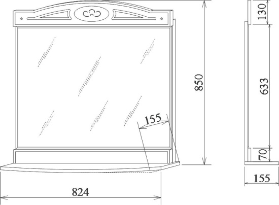 Мебель для ванной Sanflor Адель 82 белая, патина серебро, L