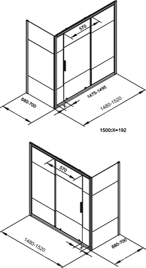 Шторка на ванну Aquanet Practic 150x70