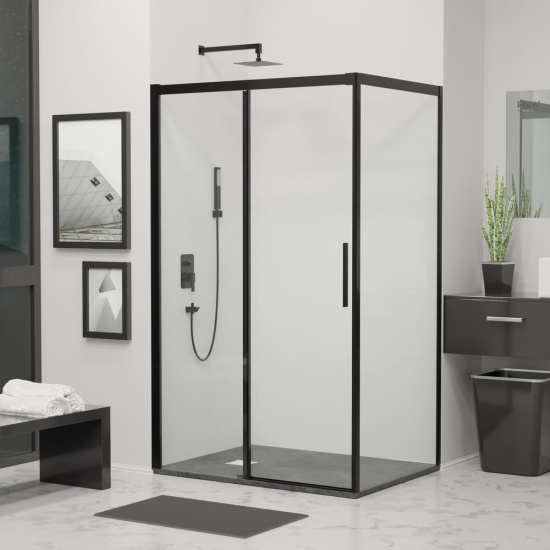 Душевой уголок RGW Leipzig LE-41B (1150-1190)х900х1950 профиль черный, стекло прозрачное