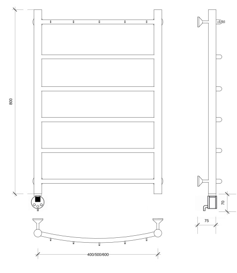Полотенцесушитель электрический Secado Милан 1 К 80/40 L, хром