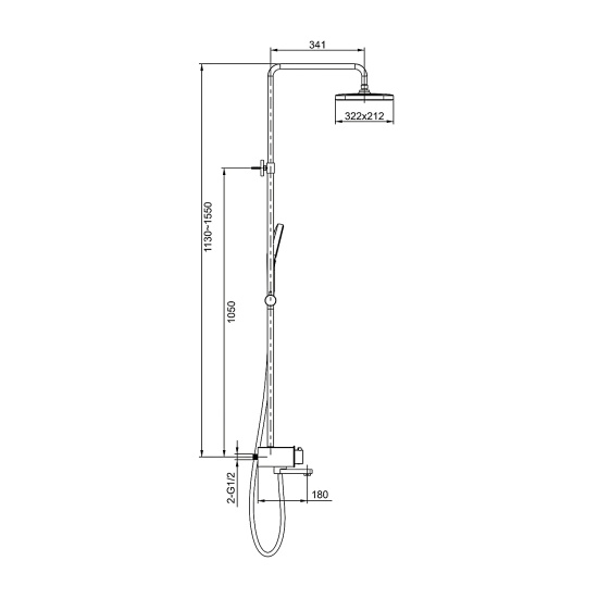 Душевая стойка Gappo G2495-16 с термостатом, черный
