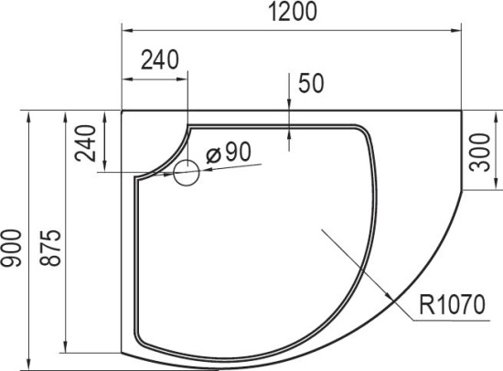 Поддон для душа Cezares Tray Triumph асимметричный L