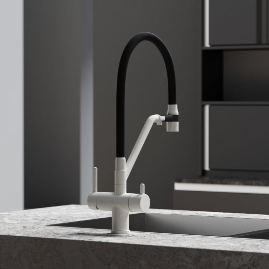Смеситель для кухни Sancos Dora SC4003GR, белый гранит