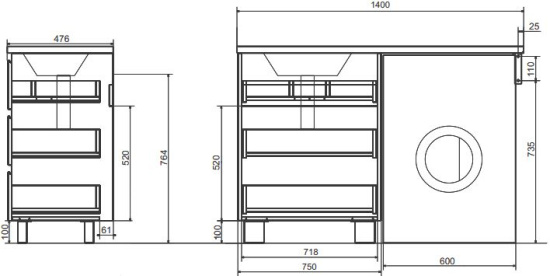Мебель для ванной Эстет Dallas Luxe 140 напольная, 3 ящика