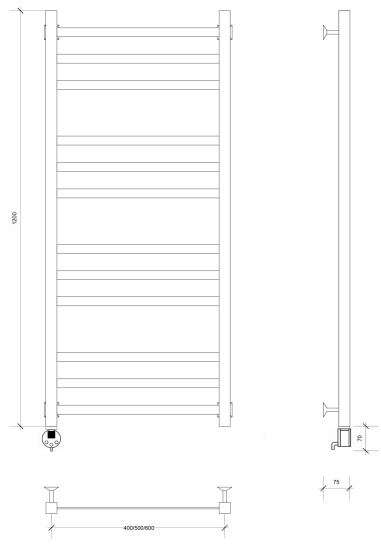 Полотенцесушитель электрический Secado Корсико 3 120/50 L, хром