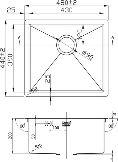 Мойка кухонная Zorg Inox PVD 4844 grafit