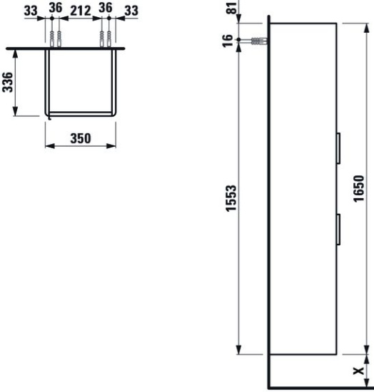 Пенал Laufen Base 4.0269.2.110.261.1 R с полкой, белый глянцевый
