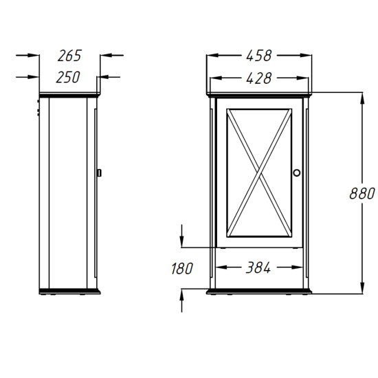 Шкаф подвесной Opadiris Палермо 46 белый матовый, левый