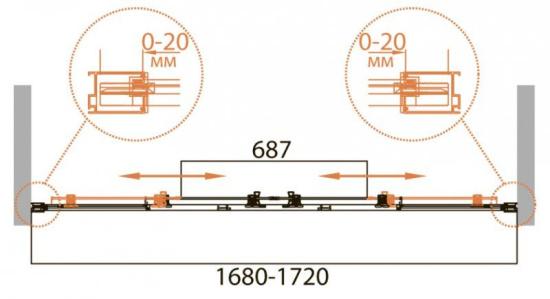 Душевая шторка на ванну Cezares Relax-VF-2-170/145-C-Bi