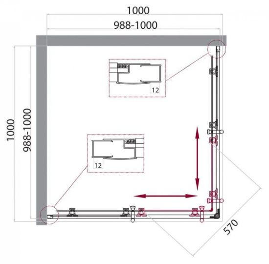 Душевой уголок BelBagno Uno-195-A-2-90-P-Cr