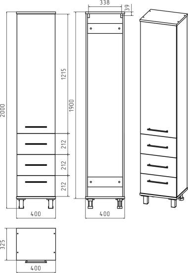 Шкаф-пенал Misty Терра R 3 ящика