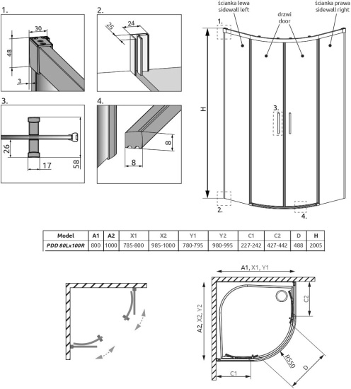 Душевой уголок Radaway Idea PDD 80х100