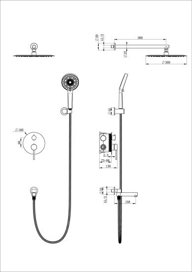 Душевая система Wonzon & Woghand Stick WW-88939017-BGM