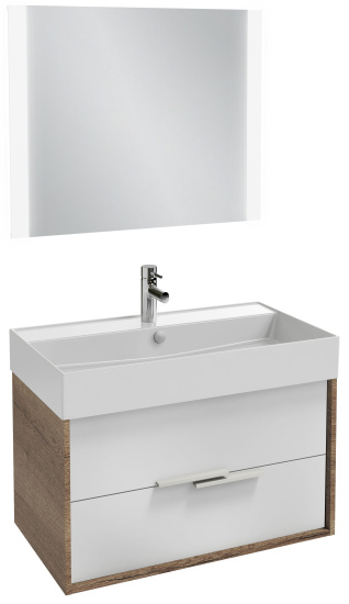 Тумба с раковиной Jacob Delafon Vivienne 80 дуб табак/белый сатин, ручки белые