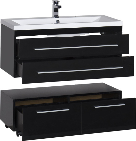 Тумба Aquanet Нота 100 подкатная черная