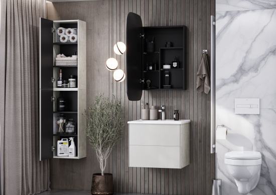 Шкаф Aquaton Сохо 35 cлэйт, галька серая