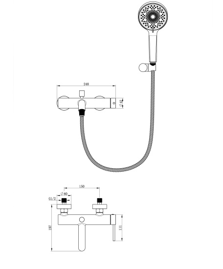 Смеситель для ванны Wonzon & Woghand Stick WW-88639017-BG