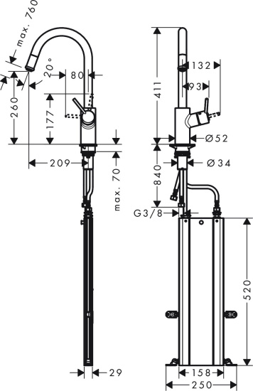 Смеситель для кухни Hansgrohe Talis M52 73864800 сталь