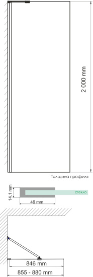 Душевая перегородка Wasserkraft Aller 10H07-RP90 90 см