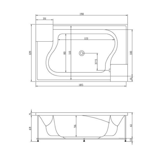 Акриловая ванна Aquatika Архитектура 190 см Basic