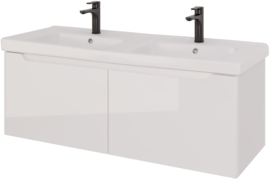 Тумба с раковиной Dreja W 125 двойная белый глянец