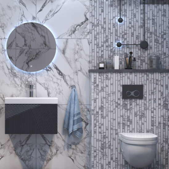 Тумба с раковиной Velvex Edge 60.1Y графит, подвесная