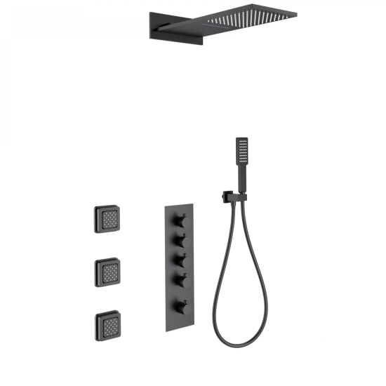 Душевая система Wonzon & Woghand WW-D4100-MB с термостатом