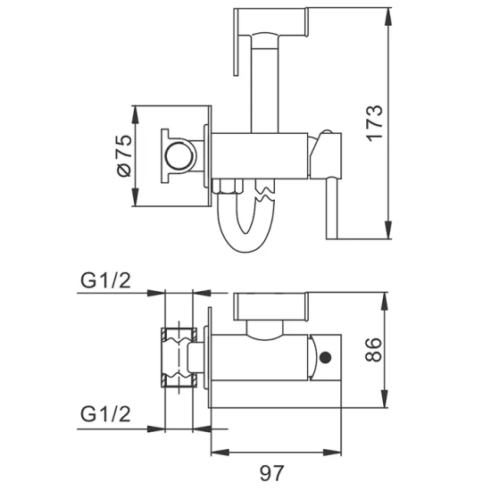 Гигиенический душ Frap F7505-3 со смесителем