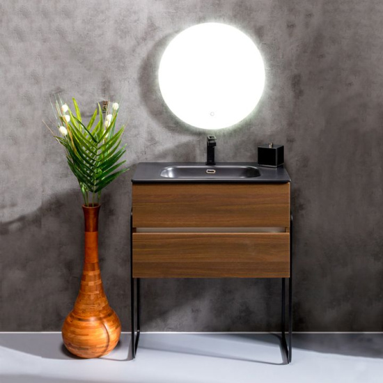 Тумба с раковиной Armadi Art Vallessi 80 темный матовый фактурный