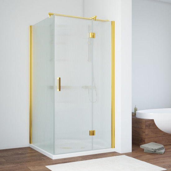 Душевой уголок Vegas Glass AFP-Fis NOVO 120*120 03 Moru R профиль золото матовое, стекло Moru