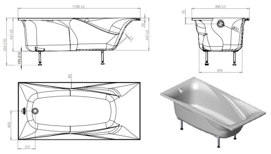 Ванна из искусственного камня Astra-Form Вега люкс 170х80