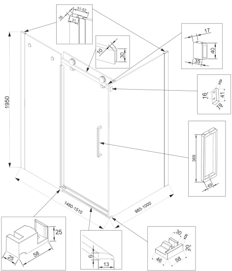 Душевой уголок Veconi Rovigo RV-074B 150x100