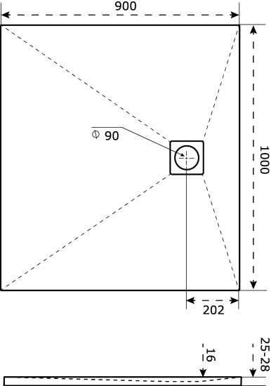 Поддон для душа Good Door Essentia 90x100 графит