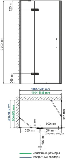 Душевой уголок Wasserkraft Aller 10H10LBLACK MATT 120x100 см