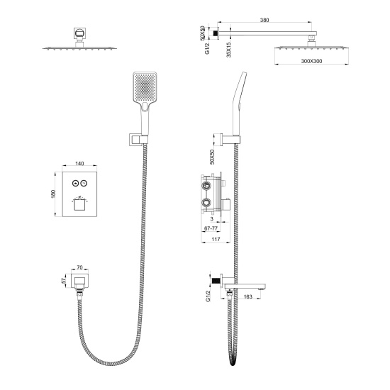 Душевая стойка Wonzon & Woghand Diamond WW-88739011-MB