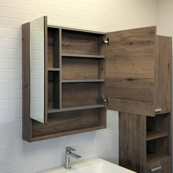 Зеркало-шкаф Comforty Никосия 70 дуб тёмный