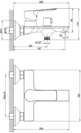 Смеситель для ванны Rossinka RS27 RS27-30