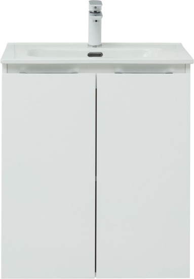 Тумба с раковиной Aquanet Алвита new 60 подвесная, белая матовая, с дверками