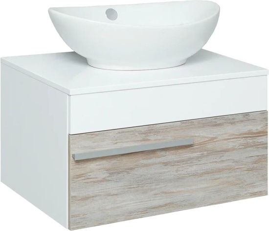 Тумба с раковиной Runo Вудлайн 65, скандинавский дуб, раковина Гамма 56