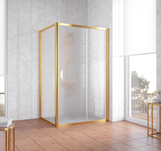 Душевой уголок Vegas Glass ZP+ZPV 120*90 09 02 профиль золото, стекло шиншилла