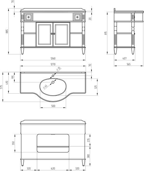 Мебель для ванной Migliore Kantri 126 decape sabbia