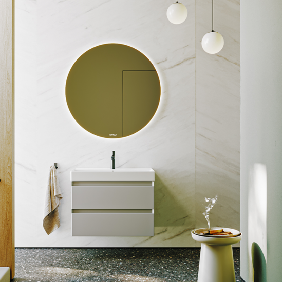 Тумба с раковиной Aqwella 5 stars Geometria 80 подвесная, 2 ящика, серый туман