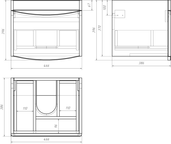 Тумба с раковиной Бриклаер Вега 50 белая