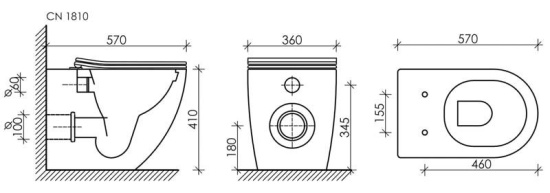 Приставной унитаз Ceramicanova Mia Rimless CN1810