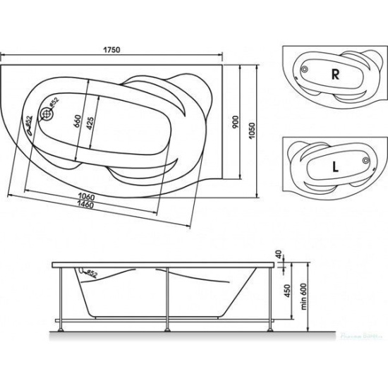 Акриловая ванна Relisan Liliya 175x90 L