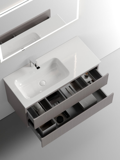Тумба с раковиной Sancos Snob T 100 Doha Soft левая SNT100LSM, подвесная