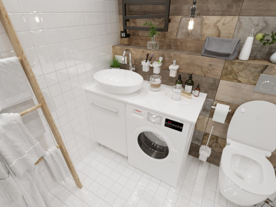 Тумба с раковиной 1MarKa Wash со столешницей, белый глянец