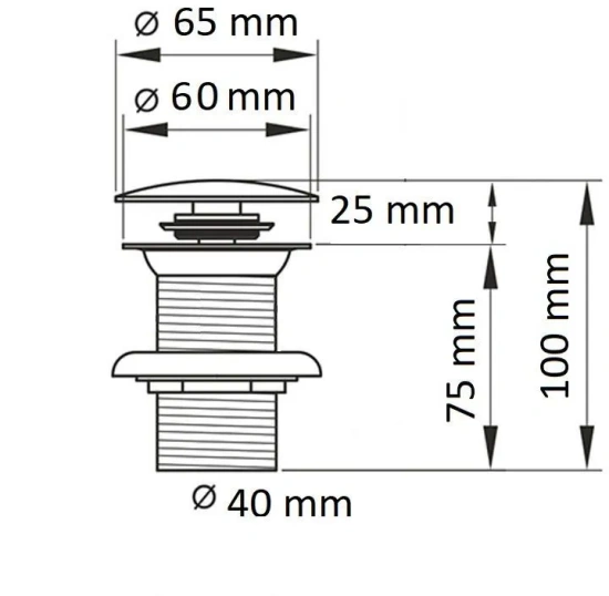Донный клапан для раковины CeramaLux RD004 хром без перелива